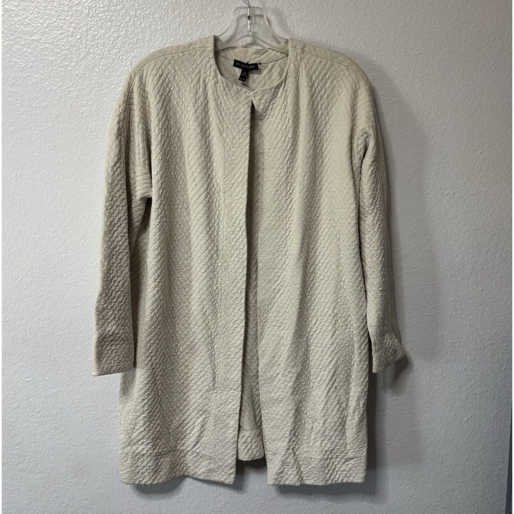 Eileen Fisher Silk and Organic Cotton Interlock Jacquard Long Jacket XS